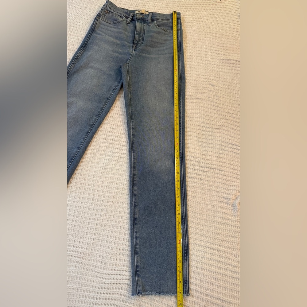 Madewell Roadtripper Stovepipe Jeans | High Rise 27T Tall Raw Hem Blue - Picture 7 of 12
